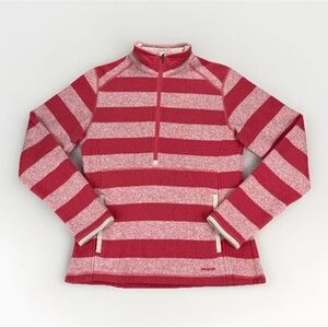 Patagonia Sweater Womens Sz Medium Pink Stripe Marsupial Half Zip Outdoor EUC
